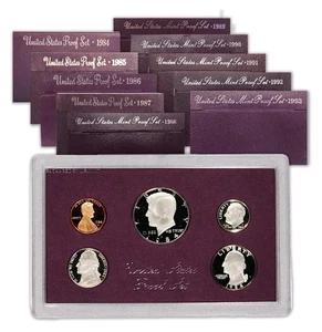 1984-1993 - 10 US Proof Sets w/ Original Mint Packaging -  NICE SETS! - Picture 1 of 9