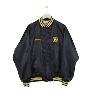 Vintage 80s Varsity Jacket Nylon Oversized Black Mens Size XL - Picture 1 of 14