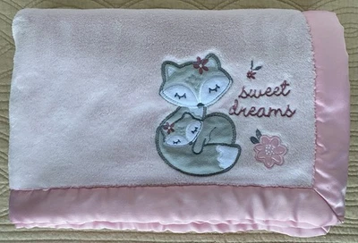 Wendy Bellissimo Rosa Manta Bebé Gris Zorro Dulces Sueños Borde Satinado Suave 29 X 39 Foto 1 de 4
