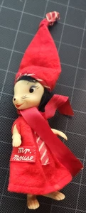Vintage Remco 5" Frau Maus mit rotem Kleid bewegliche Figur K46 60er Spielzeug Maus JO - Bild 1 von 8