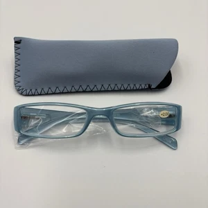 Elegantes gafas de lectura Hummingbird azul metálico +2,00 NUEVAS con estuche - Imagen 1 de 7