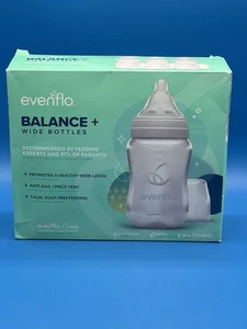 Evenflo Balance + Wide-Neck Bottles, 0M+ Slow Flow, BPA Free, 3 Bottles, 9oz - Picture 1 of 3