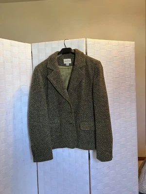 St Johns Bay Womens Green  Wool Blend Button Jacket Blazer 14 w/ shoulder pads - Image 1 of 4
