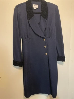 Vestido Blazer Jeffrey & Dara Vintage Años 80 Azul Marino y Negro Foto 1 de 4