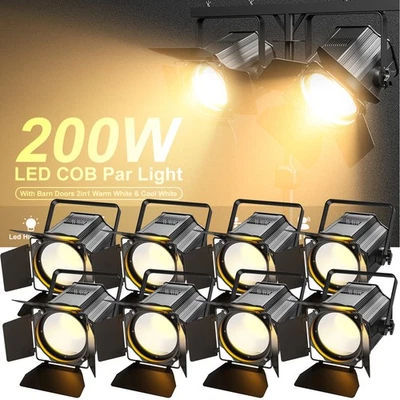 200W COB 2in1 Par Can Light DMX512 DJ Disco Party Stage Lighting with Barn Door - Image 1 of 4