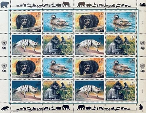 UNITED NATIONS ENDANGERED SPECIES STAMPS SHEET 2001 MNH WILD ANIMALS BEAR DUCK - Picture 1 of 1