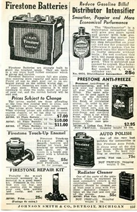 1936 small Print Ad of Firestone Sentinel Battery Prestone Antifreeze - Picture 1 of 2