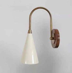 Mid Century Style Wall Mount Lamp Beside Wall Sconce, Walnut Brass Wall Sconce - Picture 1 of 10
