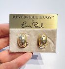 Erwin Pearl Gold Plated Matte Metal Crystal Reversible Huggies Earrings