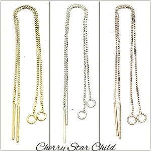 Solid sterling 925 silver thread thru drop earring findings rose yellow gold z - Picture 1 of 7