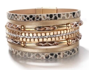 Faux Leather Multi-Strand Magnetic Clasp Bracelet - Picture 1 of 1