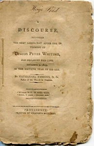 1805 Nathaniel Emmons Discourse Deacon Peter Whiting Kezia Pond Franklin MA - Imagen 1 de 4