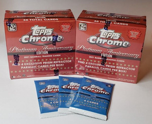 3 Packs from 2021 TOPPS MLB CHROME PLATINUM 70th ANNIVERSARY EDITION MEGA BOX