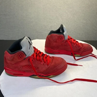 Nike Air Jordan 5 Retro Red Suede GS Size 6.5Y Basketball Shoes 440888-602 - Image 1 of 4
