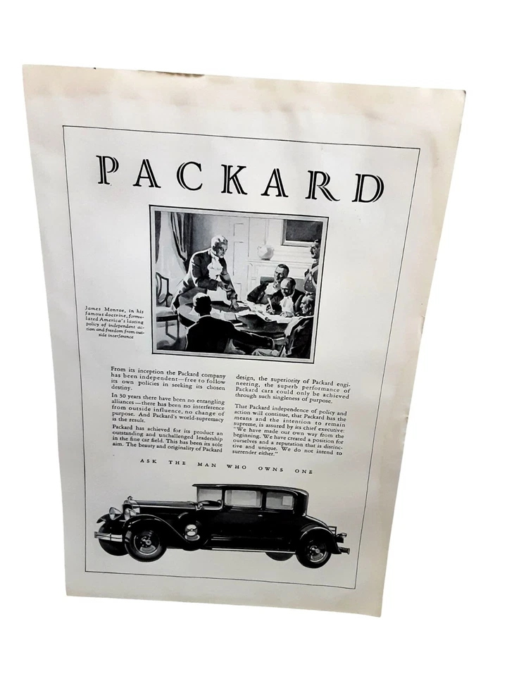 Anuncio impreso Packard 1929 - Anuncio de coche vintage - Antiguo auto efímero -... Foto 1 de 1
