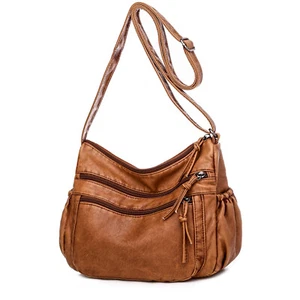 Borsa a tracolla donna vintage in morbida pelle PU leggera borsetta borsetta - Foto 1 di 8