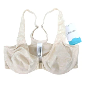 New DELIMIRA Women's 34C Front Closure Sooth Hibiscus Bra Underwire Non-padded - Picture 1 of 6