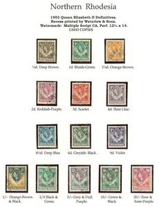 SG 61-74 Rhodesia del Norte 1953. 1⁄2d a 20/- Juego de 14. Muy buen usado... - Imagen 1 de 1