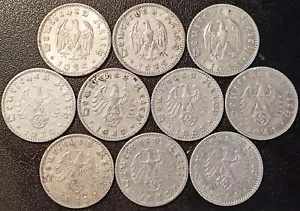 Allemagne - IIIème Reich - lot de x10 50 reichspfennig de 1935 à 1944 !!! KM#96 - Foto 1 di 2