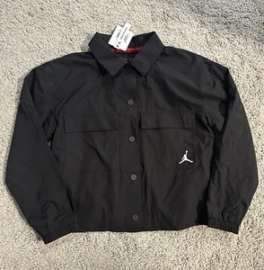 Jordan Kids Coaches Jacket Black Youth Large Windbreaker Red Logo NEW NWT - Picture 1 of 3