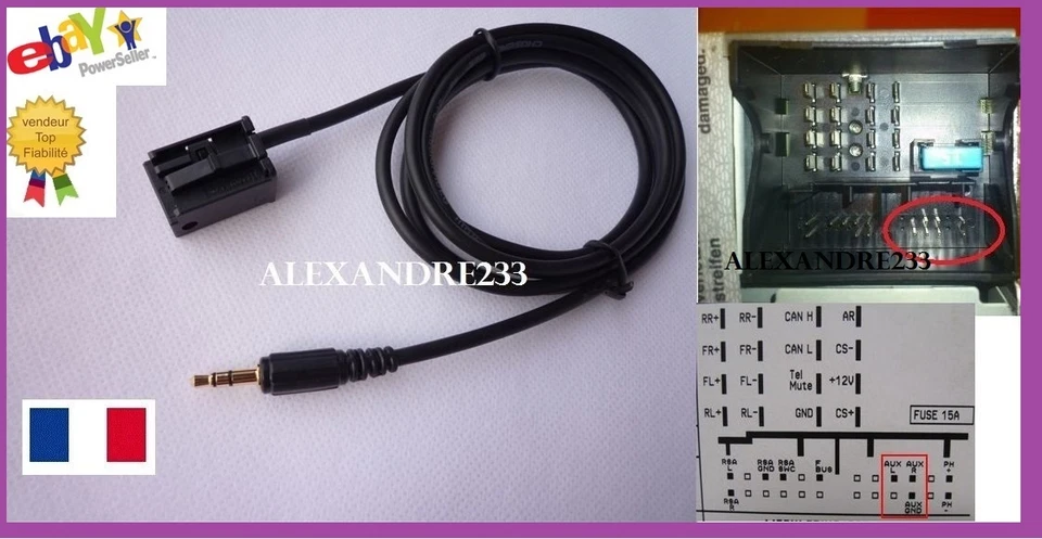 Cable auxiliaire adaptateur mp3 Opel Tigra Twintop (à partir de 03/2005)  cd70 - Photo 1/1