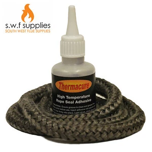 Black Stove/Fire Rope 10mm3mLength&50ml Glue Kit Woodburner Log Burner Door Seal - Picture 1 of 1