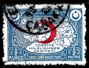 1935 TURKEY POSTAL TAX SC# RA23 USED MAP /Red Crescent Society issue - Picture 1 of 1