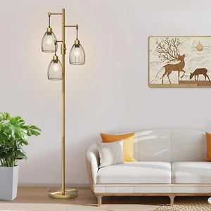Elegant Dimmable Floor Lamp with 3x 800LM Edison Bulbs for Chic Interiors - Picture 1 of 7