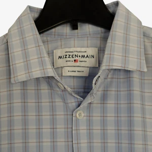 Mizzen+Main Leeward Performance Trim Fit Button Front Shirt Size XL Blue Plaid - Picture 1 of 7