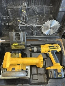 DeWalt, DW991 3/8” VSR Cordless Drill/Driver & DW935 5 3/8" Trim Saw Combo, Case - Picture 1 of 24