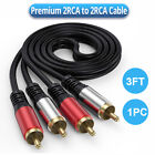1-5PCS 3FT Gold Plated RCA Male L/R Stereo Audio Cable Plug 2-RCA to 2-RCA Cord