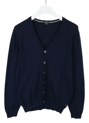 Hugo Boss Gallert-4 Jersey Hombre Mediano Ajustado Cárdigan Algodón Cuello V - Imagen 1 de 4