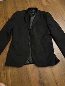 H&M Mens Sports Coat Jacket Blazer Black Size 38R Two Button Casual Business - Picture 1 of 6