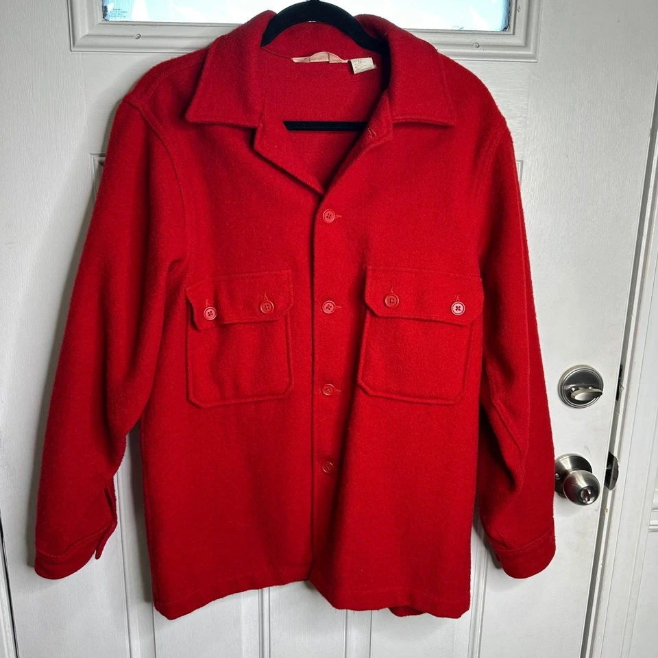 Vintage Boy Scouts of America red wool jacket size XL button front made in USA - Image 1 of 4