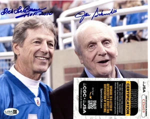 Foto firmata Dick LeBeau Joe Schmidt calcio 8x10 Detroit Lions HOF JSA! - Foto 1 di 2