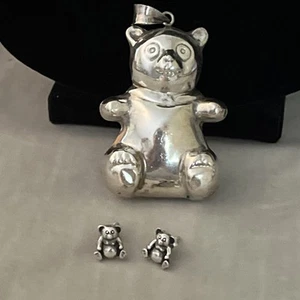 ❤️COLGANTE Y PENDIENTES DE OSO DE PELUCHE 3D DE COLECCIÓN FIRMADOS SE CON SELLO 20G - Imagen 1 de 6