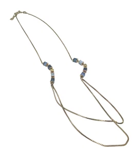 Coeur de Lion Necklace GeoCube Blue Gold - Picture 1 of 4