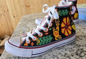 Converse Chuck Taylor All Star Shoes Women Sz 7 Custom Beadwork By Artisans** - Picture 1 of 14