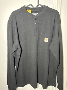 Carhartt Calce Relajado Peso Pesado LS Negro Henley Térmico TK4429-M Para Hombres Talla M - Imagen 1 de 4