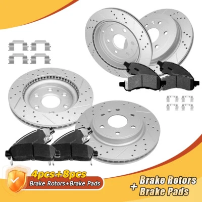 Rotores de freno delanteros + traseros pastillas de cerámica para Chevrolet Traverse 2009-2016 GMC Acadia Foto 1 de 4