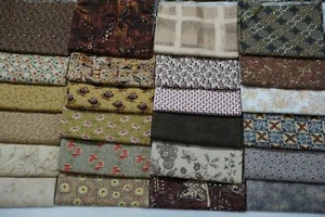 48 PCS BROWN PRINT ~ 5"X5" QUILT SQUARES CHARM PACK ~ FREE SHIPPING - Picture 1 of 3