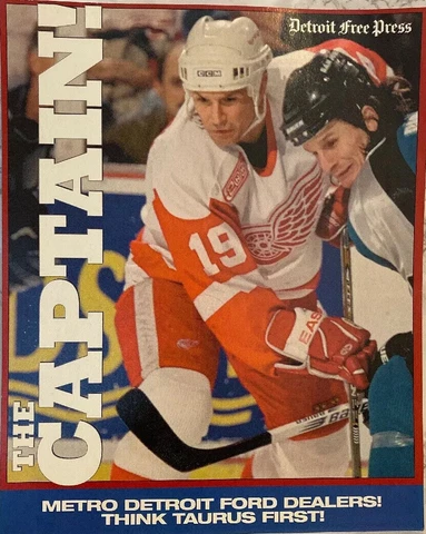 DETROIT RED WINGS STEVE YZERMAN THE CAPTAIN COLLECTOR CARD DETROIT FREE PRESS Cover