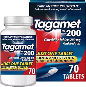 Tagamet HB 200 mg reductor de ácido cimetidina y alivio de la acidez estomacal, 70 unidades - Imagen 1 de 8