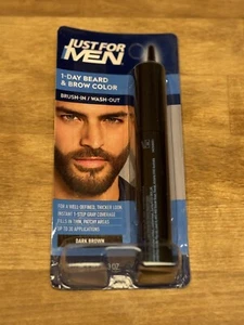 NEW JUST FOR MEN 1 DAY BEARD & BROW BRUSH IN/ WASH OUT DARK BROWN 3 Oz - Picture 1 of 2