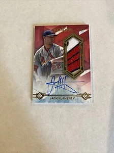 Parche de camiseta con logotipo jumbo Jack Flaherty 2020 Topps Diamond Icons rojo automático #D 1/5 - Imagen 1 de 2