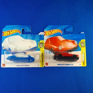 '24 White And '25 Red Hot Wheels 2 x Porsche 911 Carrera Key Clips Experimotors - Picture 1 of 13