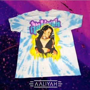 AALIYAH Tie Dye Graphic T-Shirt hellblau/weiß M - Bild 1 von 5