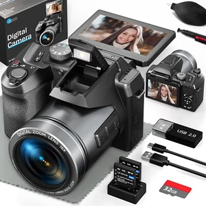 5K Digital Camera 64MP 16X 3'' Flip Screen Autofocus for YouTube W/2 Batteries - Picture 1 of 8