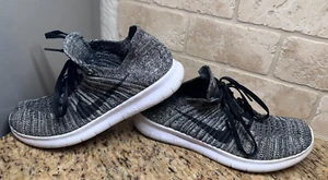 Nike Free RN Flyknit Oreo Women's Running Shoes Size 8 Black Gray no insoles - Picture 1 of 11