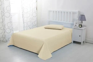 Sonia Moer Luxurious No-Iron Microfibre Flat Sheet - Double Cream - Picture 1 of 7